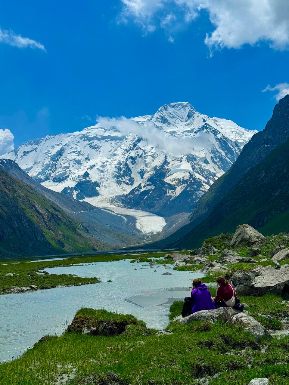 Riders heading into Kyrgyz mountain gorge